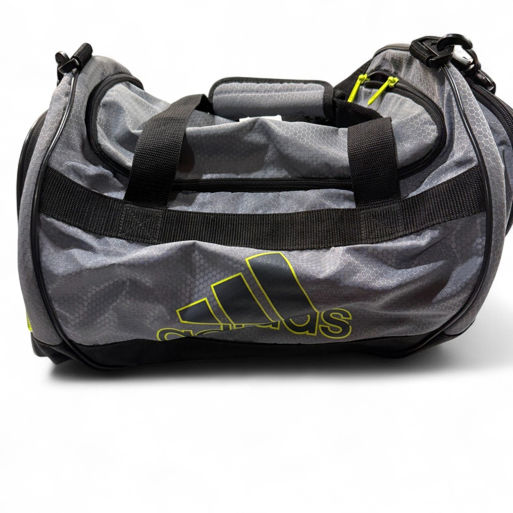 Adidas Duffel Bag Gray Hexagonal Pattern Gym Travel Sportswear 19x11x10‎